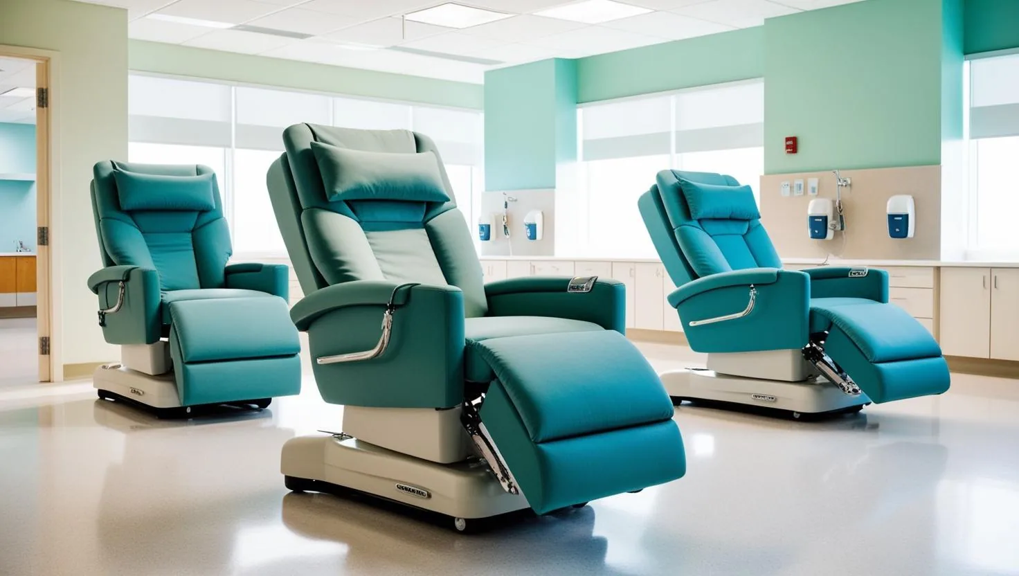 Treatment stations on a dialysis clinic floor